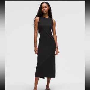 Lululemon All Aligned Ribbed Midi Dress in Black SZ 12